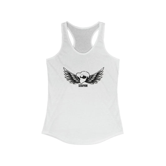 Women's Ideal Racerback Tank Black Design Logo